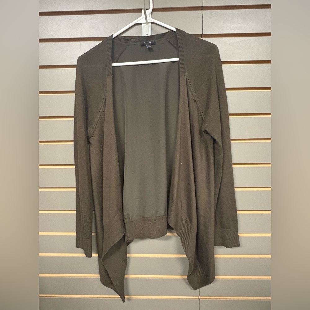 Apt. 9 Women's Olive Green Open Front Cardigan